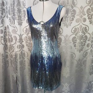 As U Wish Blue Silver Sequin Party Dress